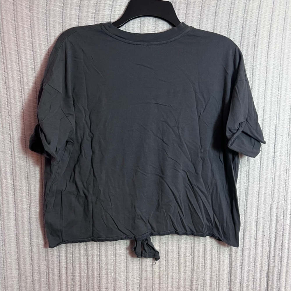 Slate Gray Women's Crop Tie-Front Top - Picture 5 of 5
